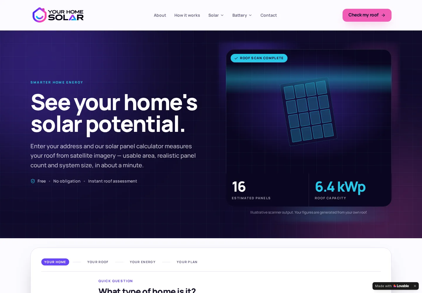 Your Home Solar roof scanner and solar potential calculator page