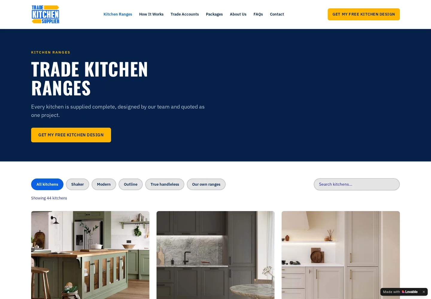 Trade Kitchen Supplier kitchen range catalogue