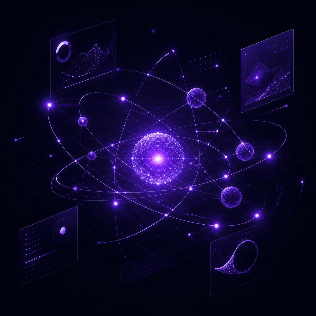 Connected marketing, CRM and automation systems shown as an orbiting network
